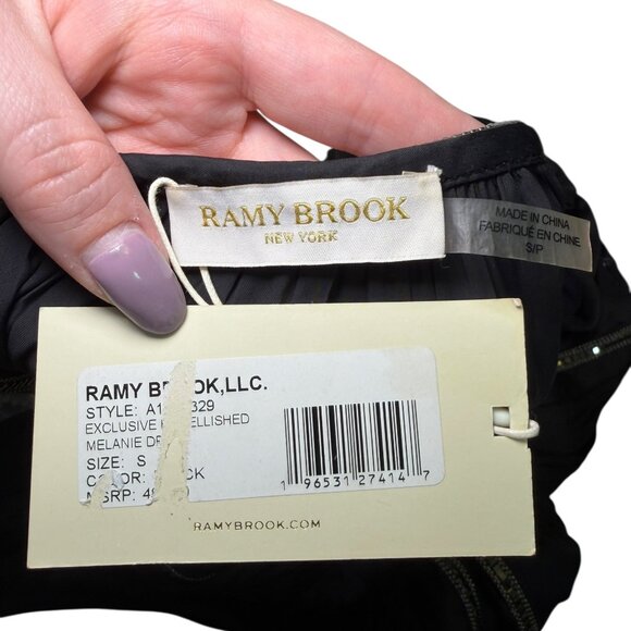 Ramy Brook Melanie Black Embellished Halter Midi Dress NWT Size S - Picture 2 of 8